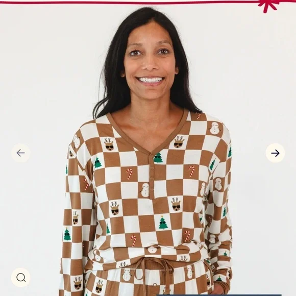 NEW little sleepies holiday Christmas bamboo pajamas top checks - Picture 1 of 4